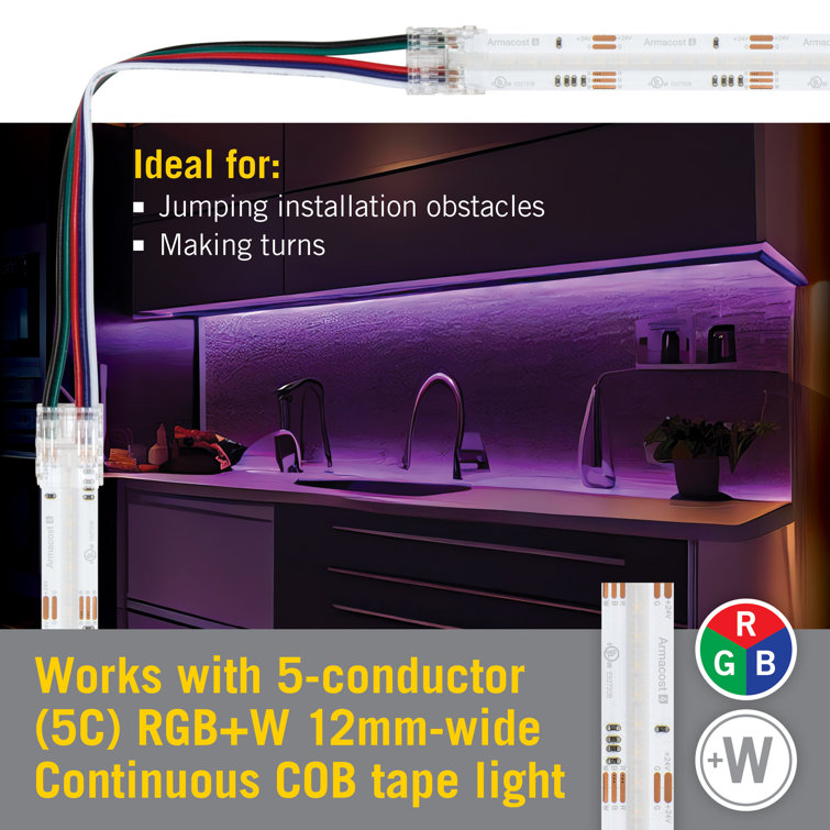 5 Pin RGB+W 6" Tape to Tape LED Strip Light Connectors, 4 Pack
