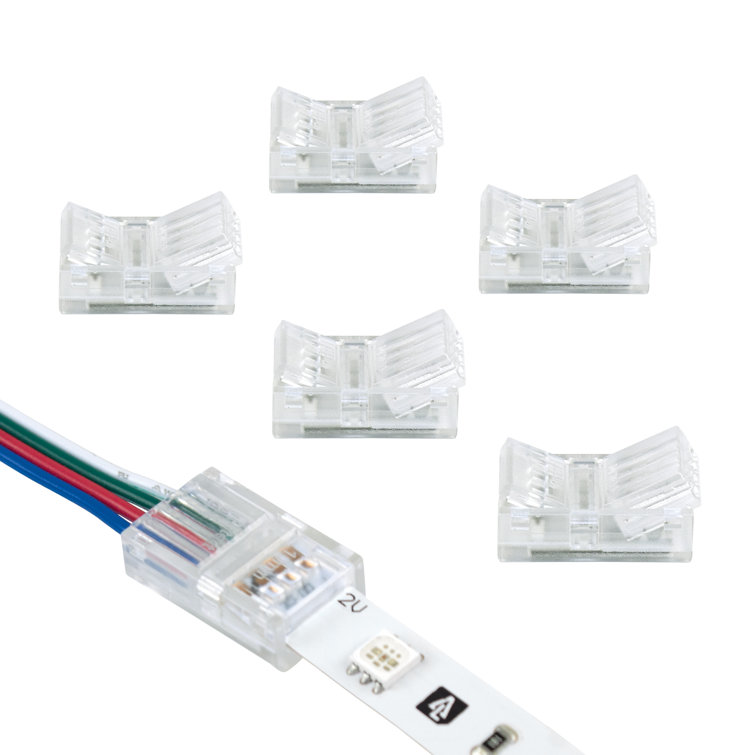 Clear 4-Pin RGB LED Tape Light Connectors, 6-Pack