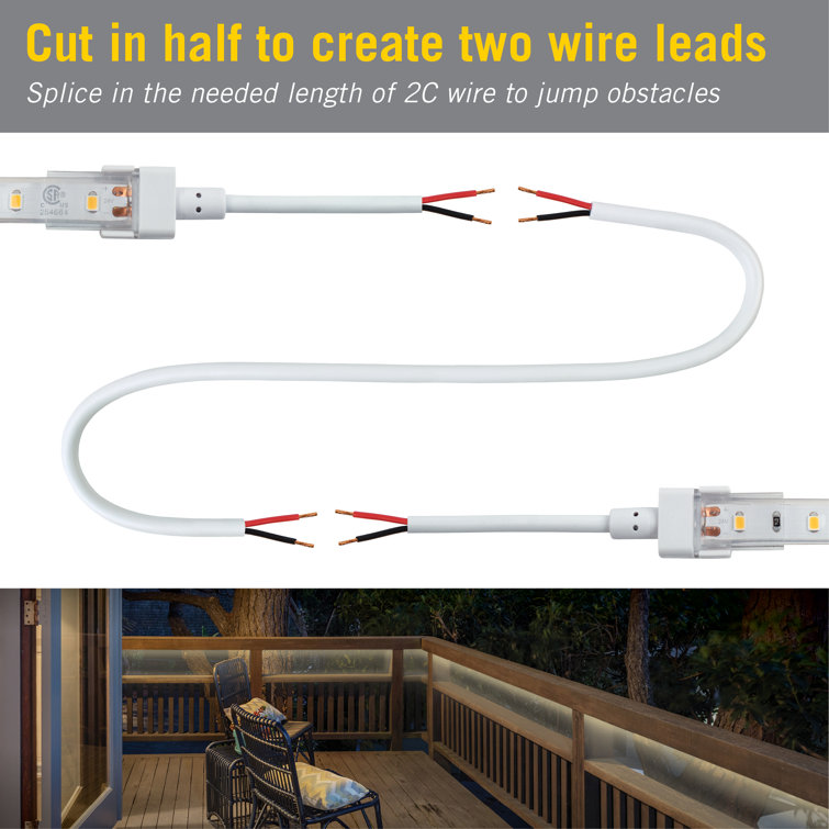 White Outdoor Electric LED Tape Light Connectors, 2 Pack