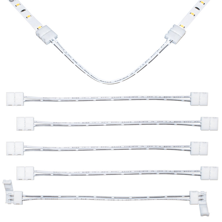 White 2-Pin Snap LED Strip Light Connectors, 6 Pack
