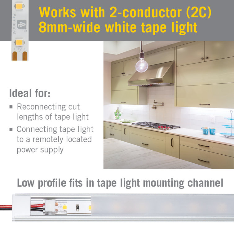SureLock Pro 2-Pin Clear LED Strip Light Connectors, 4 Pack