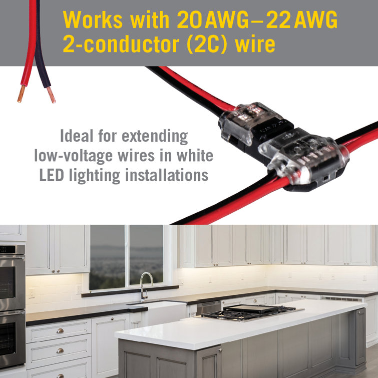 Clear and Black LED Wire-to-Wire T Connectors - 4 Pack