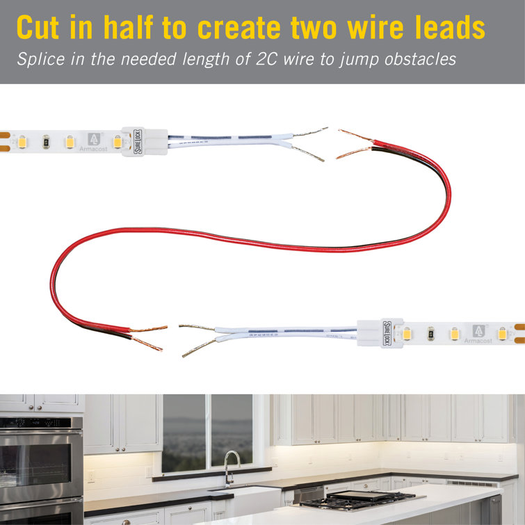 SureLock White LED Strip Light Wire Lead Connector, 5 Pack