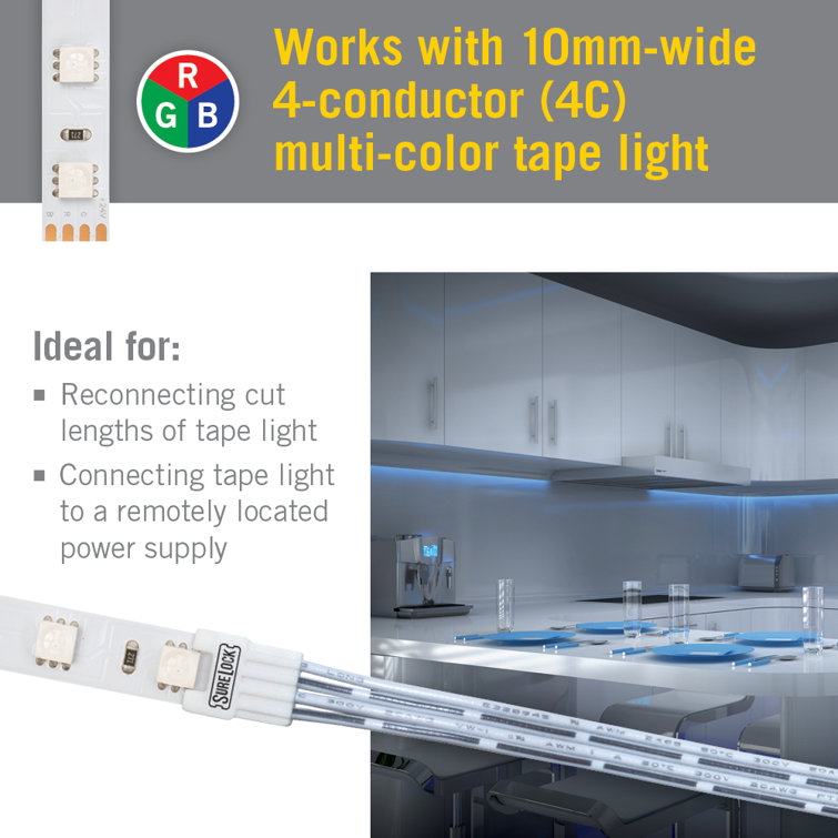 48-inch White RGB LED Tape to Wire Connector Pack