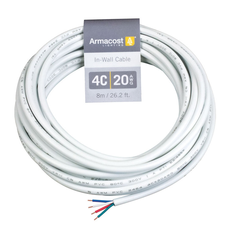 26 ft White PVC In-Wall Extension Cable for LED Lighting