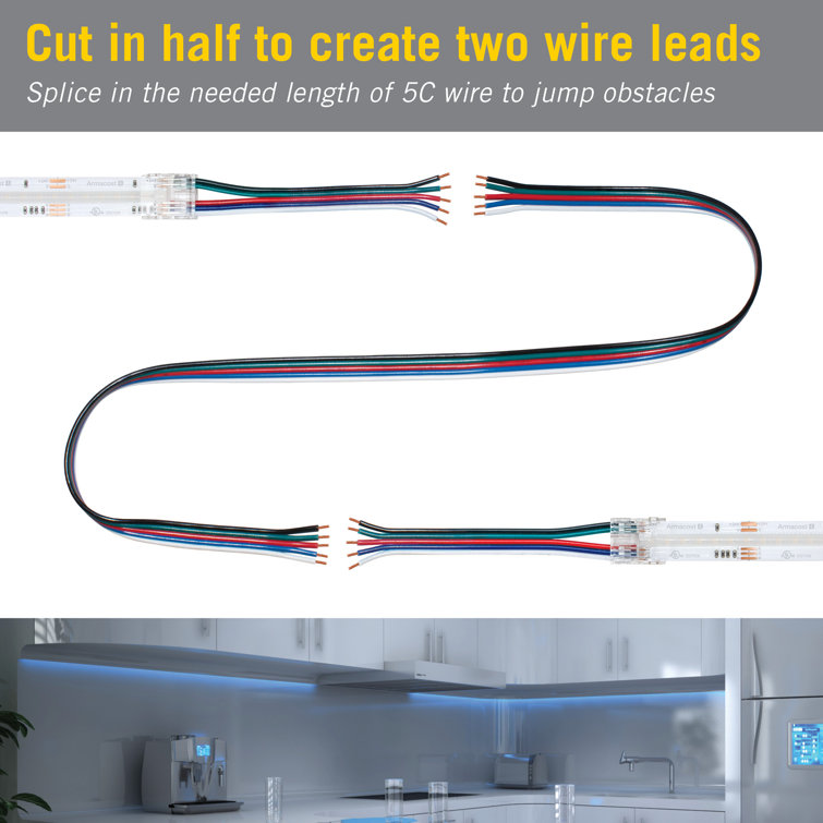 5 Pin RGB+W 6" Tape to Tape LED Strip Light Connectors, 4 Pack