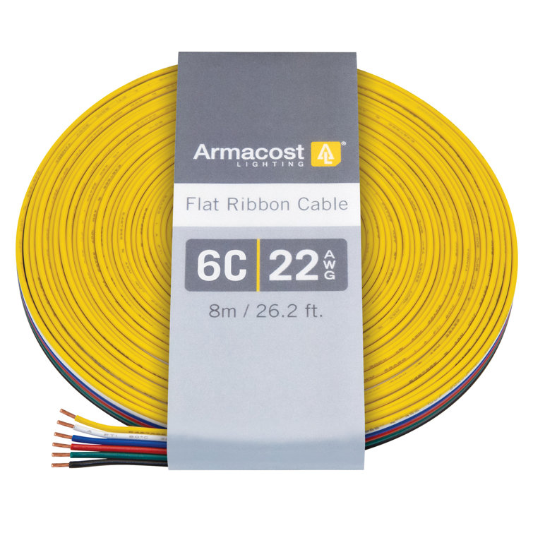 Yellow 26 ft 22AWG Flat Ribbon Cable with Copper