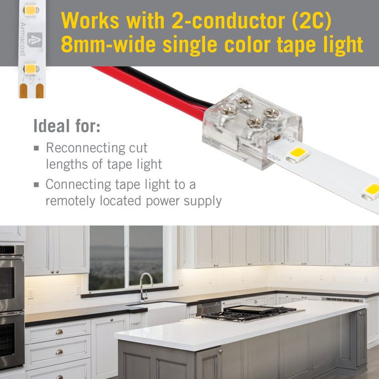 Clear 2 Pin LED Strip Light Screw Tape to Wire Connector