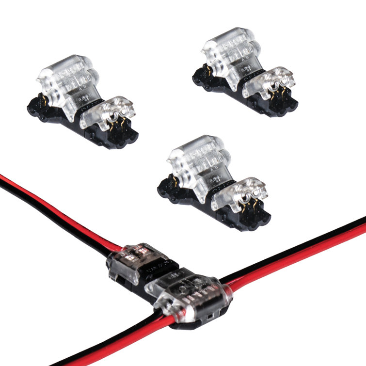 Clear and Black LED Wire-to-Wire T Connectors - 4 Pack