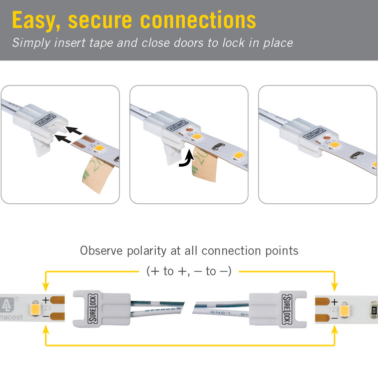 SureLock White LED Tape Light Corner Connector, 6 Pack