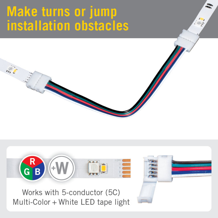 6-Inch RGB+W LED Strip Light Connectors, 5-Pack