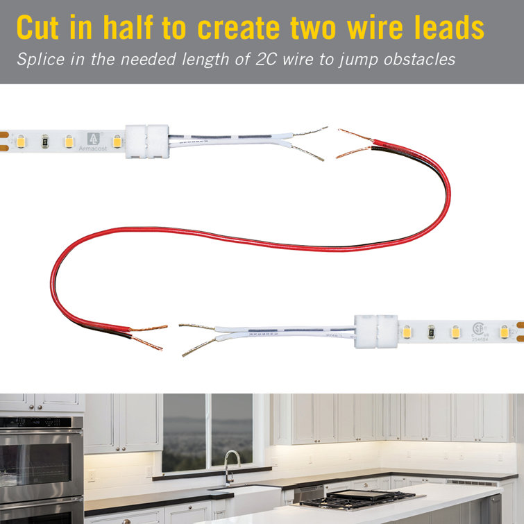 White 2-Pin Snap LED Strip Light Connectors, 6 Pack