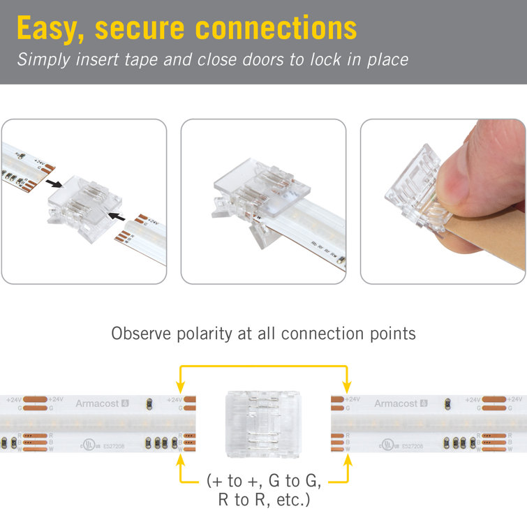 5 Pack Clear Plastic LED Strip Light Connectors