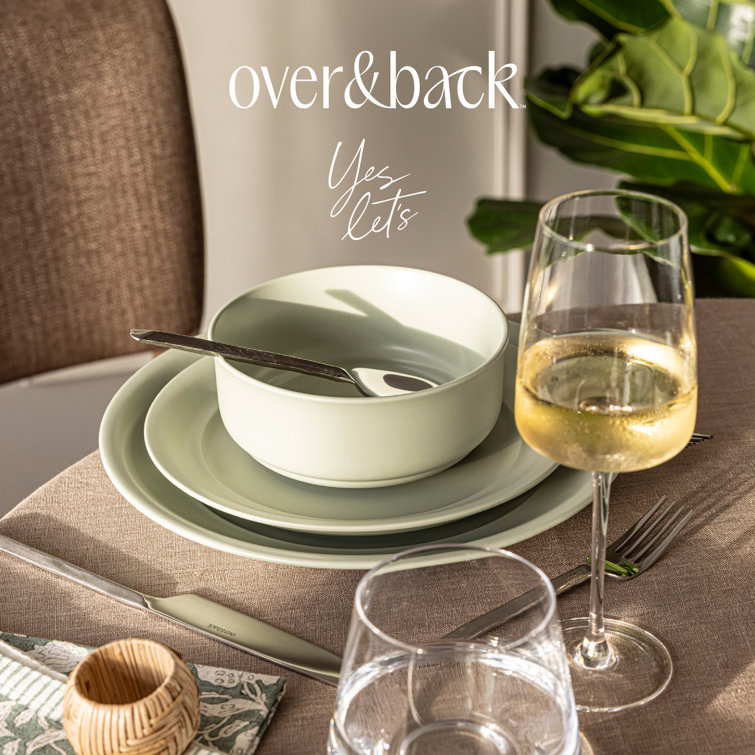 Sage Green Ceramic 16-Piece Dinnerware Set, Service for 4