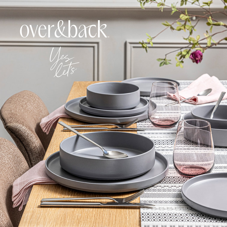 Charcoal Ceramic 16-Piece Stackable Dinnerware Set