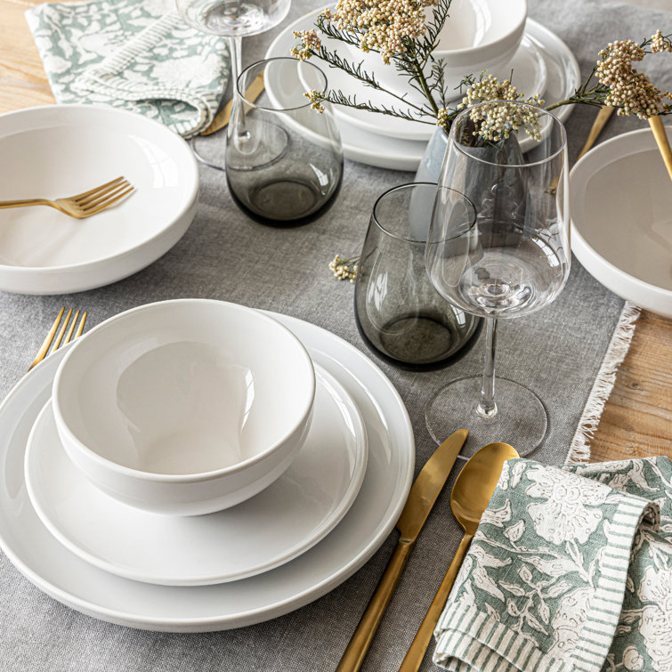 Glossy White 16-Piece Porcelain Dinnerware Set for 4