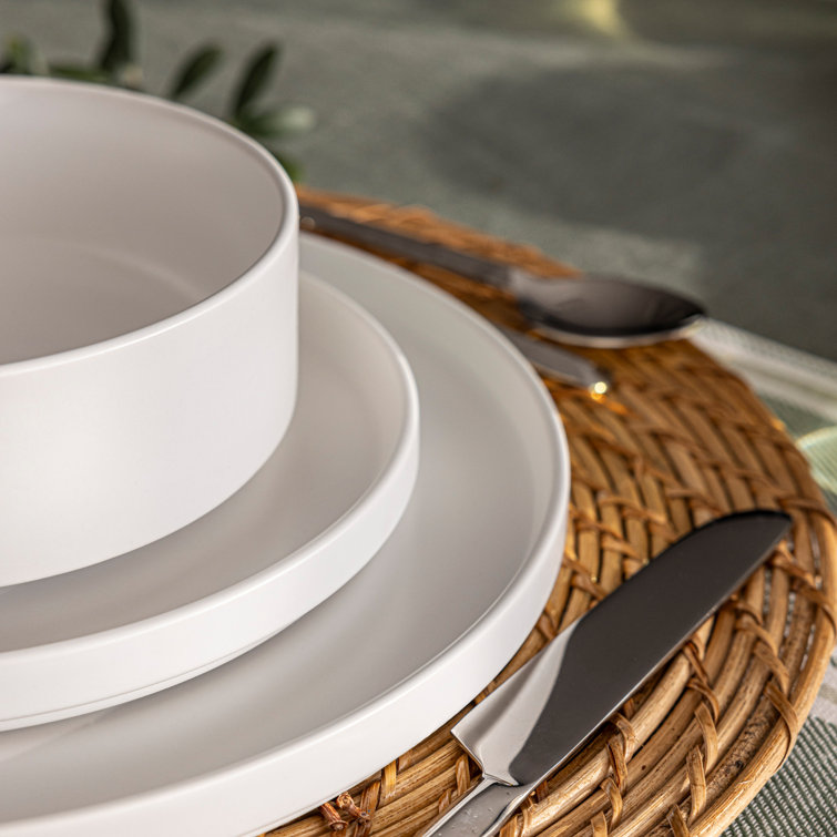 White Ceramic 12-Piece Round Dinnerware Set for 4