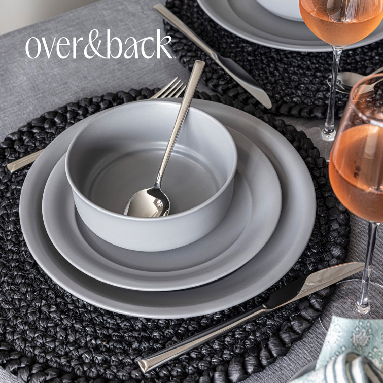 Charcoal Ceramic Semi-Matte 16-Piece Dinnerware Set, Service for 4