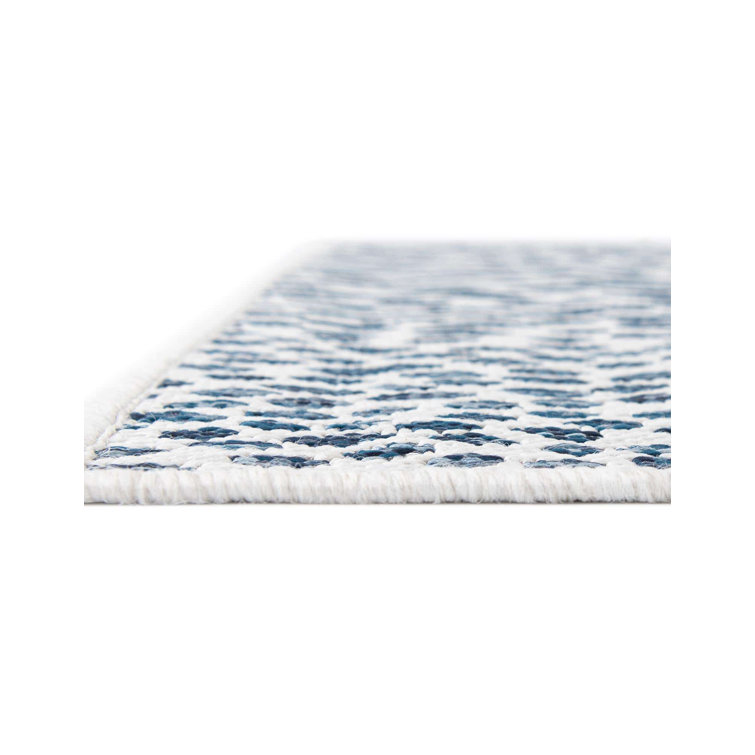 Cape Town Blue and Ivory Rectangular Outdoor Rug