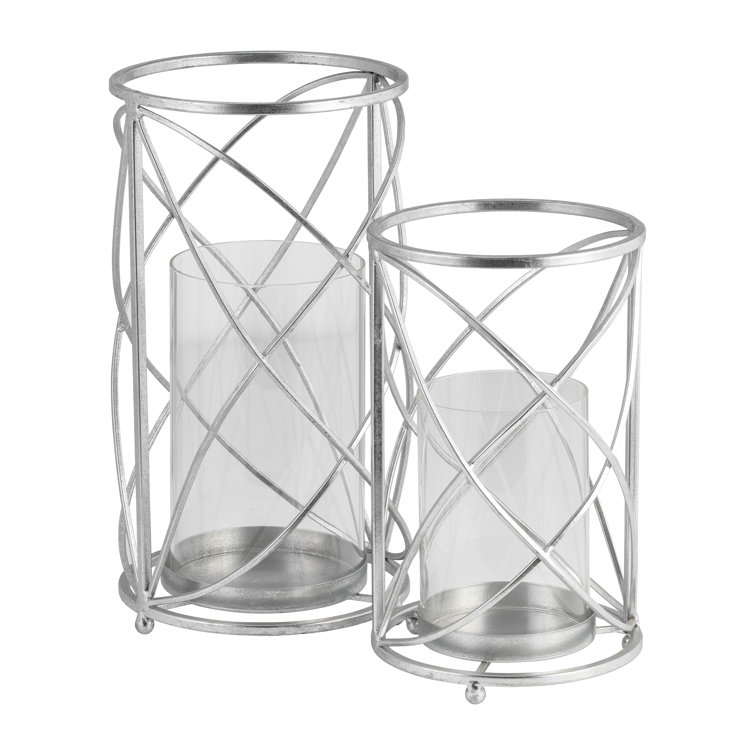 Silver Metal 13" Tabletop Hurricane Candle Holder