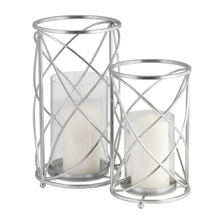 Silver Metal 13" Tabletop Hurricane Candle Holder