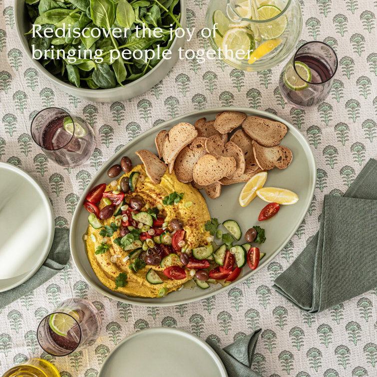 Green Ceramic Oval Stackable Serving Platter