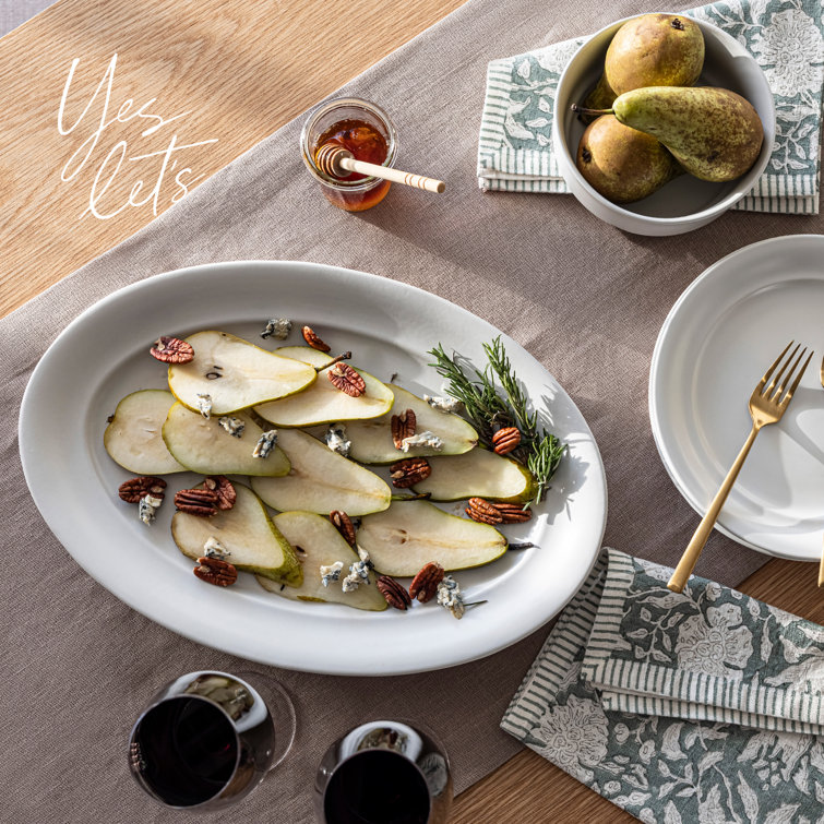 White Ceramic Oval Serving Platter, 11''