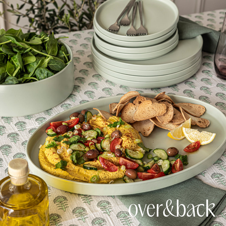 Green Ceramic Oval Stackable Serving Platter