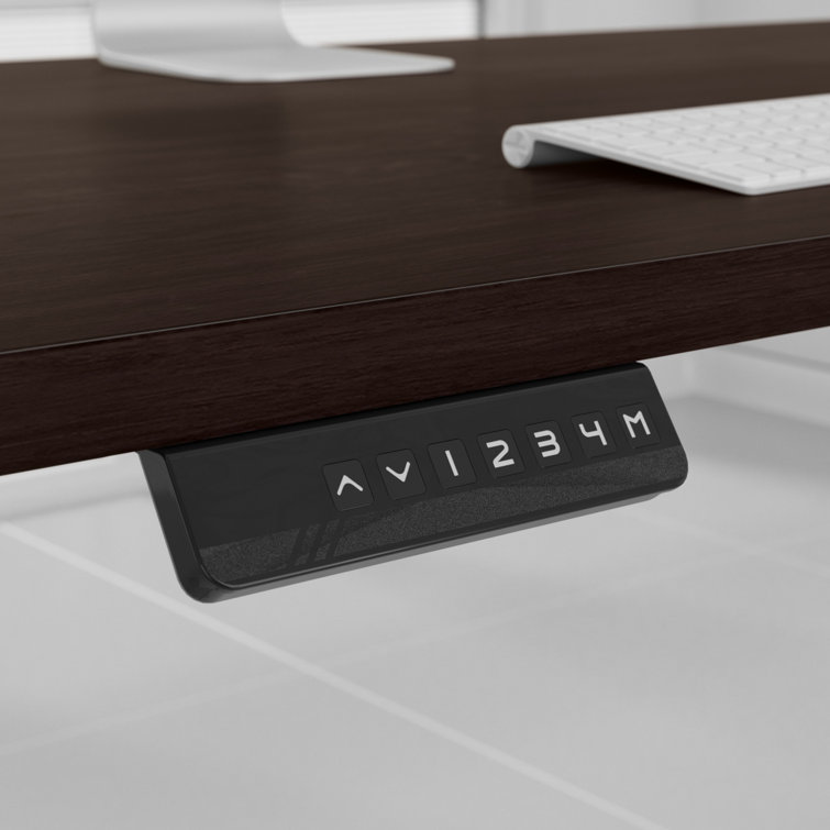 ErgoFlex Black Walnut and Cool Gray Electric Sit-Stand Desk 47.6"
