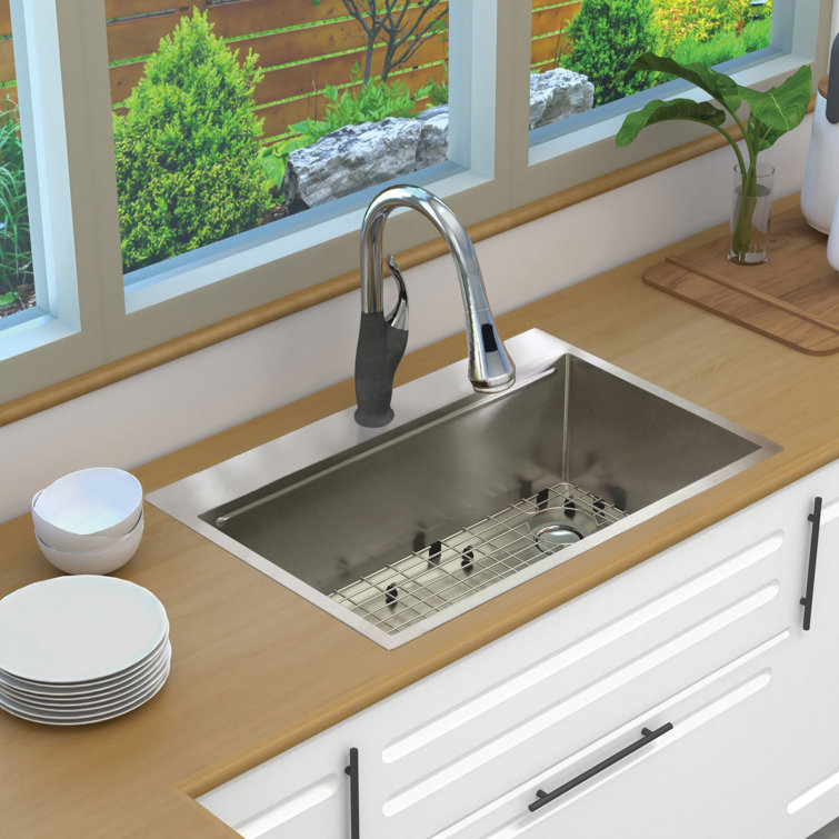 33-Inch Brushed Stainless Steel Kitchen Workstation Sink