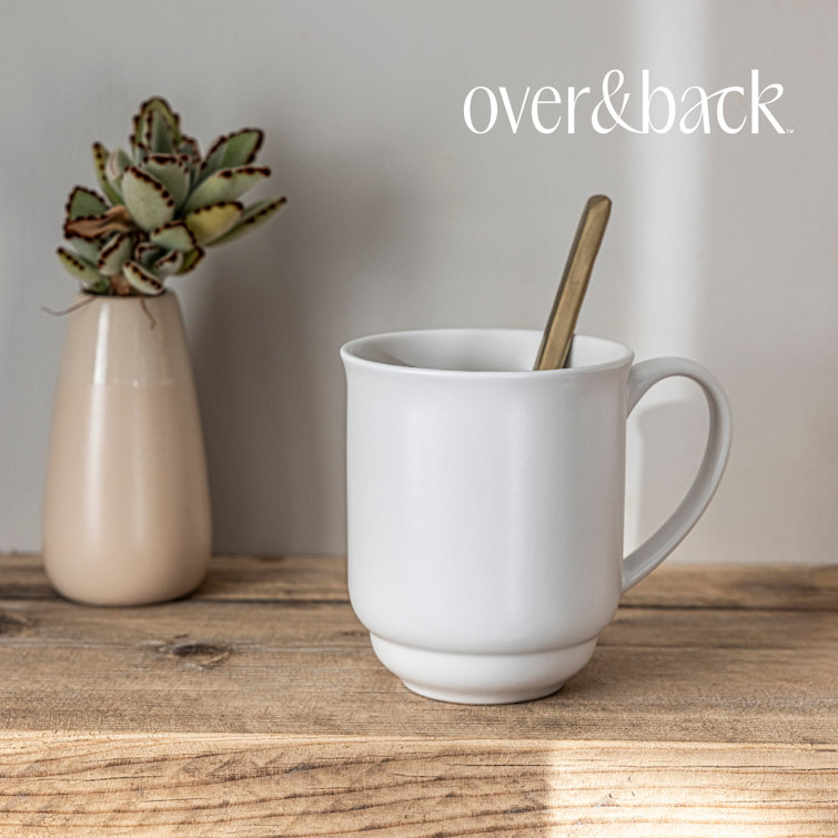 White Round Ceramic 16oz Microwave Safe Mugs, Set of 4