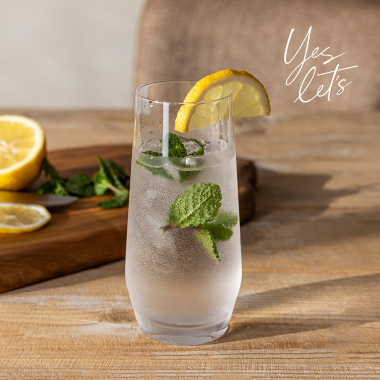 Clear Tall Stemless Mouth-Blown Glassware Set of 4