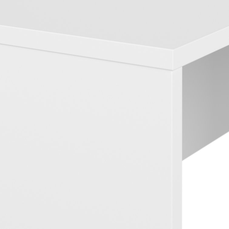 Modern White Executive Corner Desk with Filing Drawer, 59"x71"