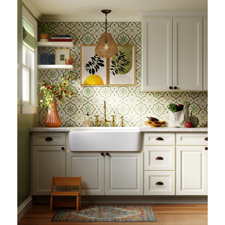 Farmhouse Elegance 34" White Cast Iron Single-Bowl Kitchen Sink