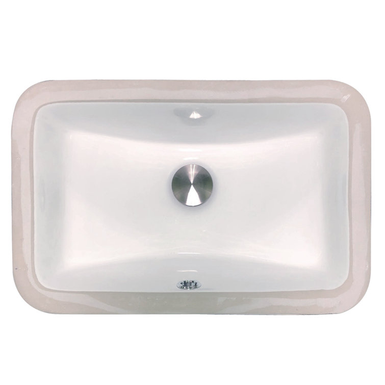 White Ceramic Rectangular Undermount Bathroom Sink