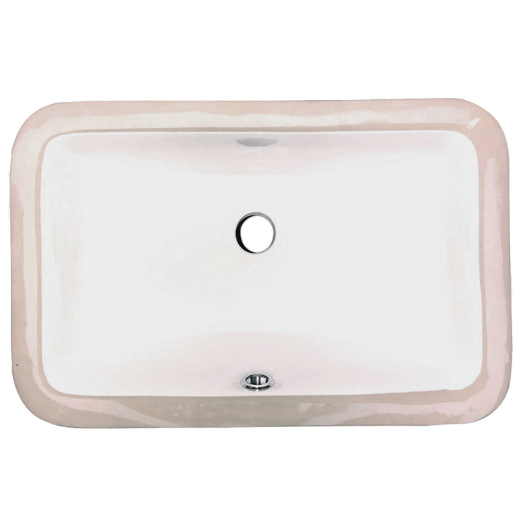 White Ceramic Rectangular Undermount Bathroom Sink