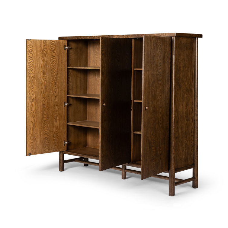 Dark Toasted Oak Veneer 3-Door Freestanding Cabinet
