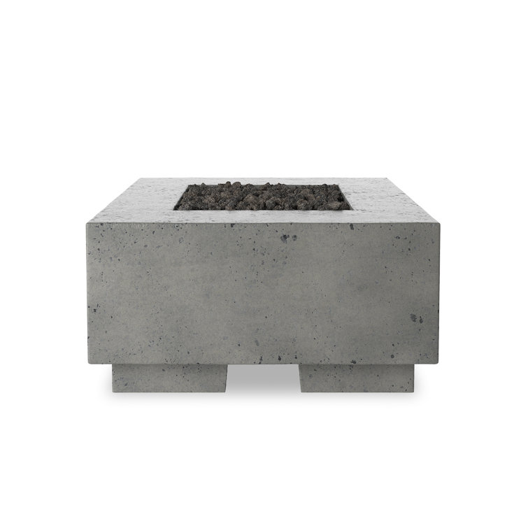 Pewter Concrete 42" Square Gas Fire Pit Table
