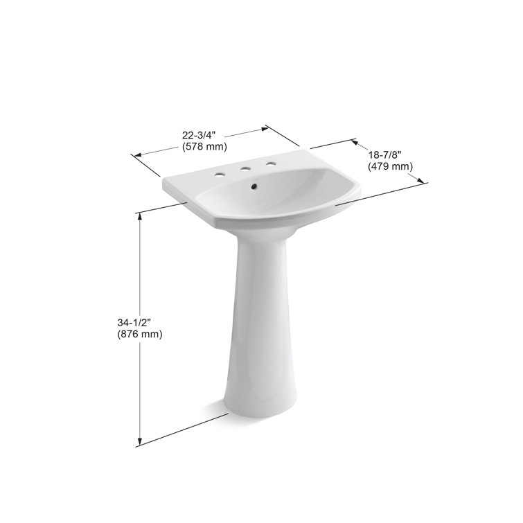 Cimarron White Vitreous China Pedestal Bathroom Sink