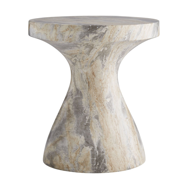 Serafina Round Faux Marble Small Side Table in Multicolor
