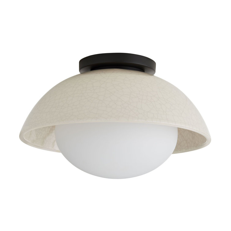 Matte Black and White Glass 12.5'' Flush Mount Ceiling Light