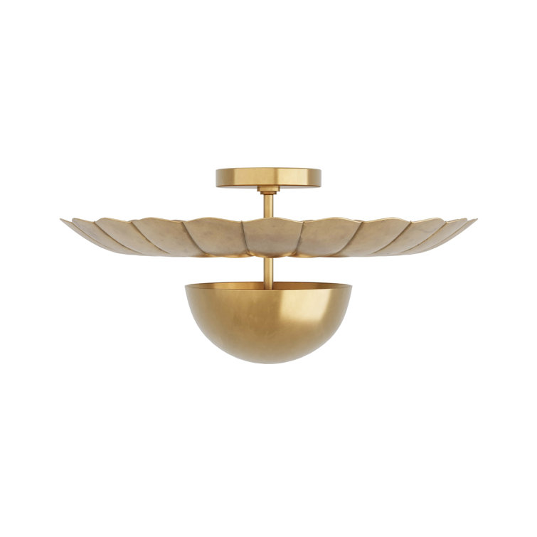 Antique Brass Lily Pad Semi-Flush Mount Ceiling Light