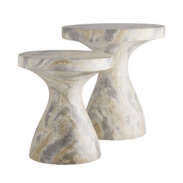 Serafina Round Faux Marble Small Side Table in Multicolor