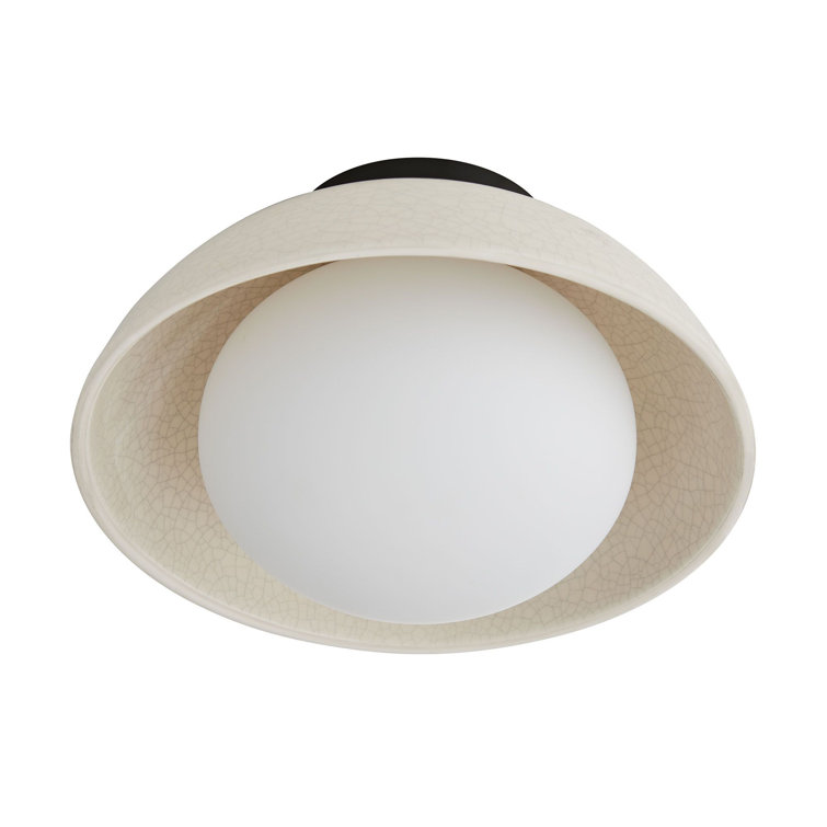 Matte Black and White Glass 12.5'' Flush Mount Ceiling Light