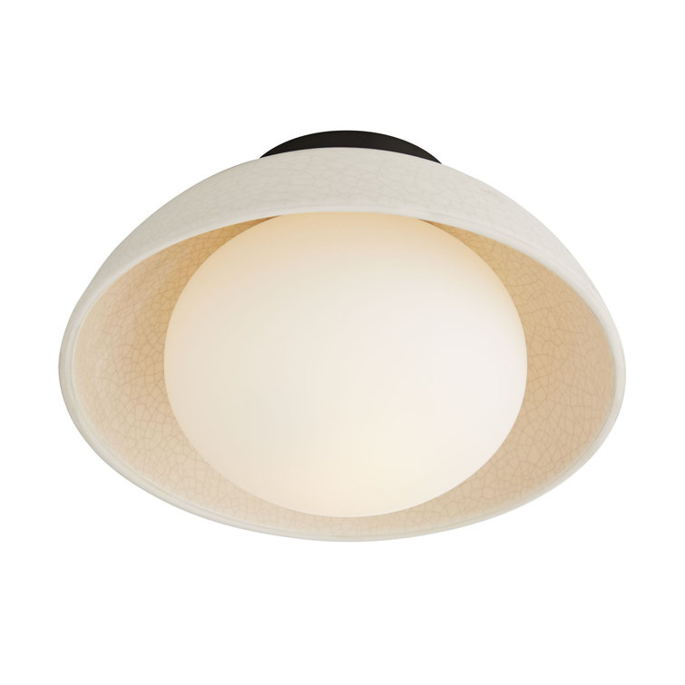 Matte Black and White Glass 12.5'' Flush Mount Ceiling Light