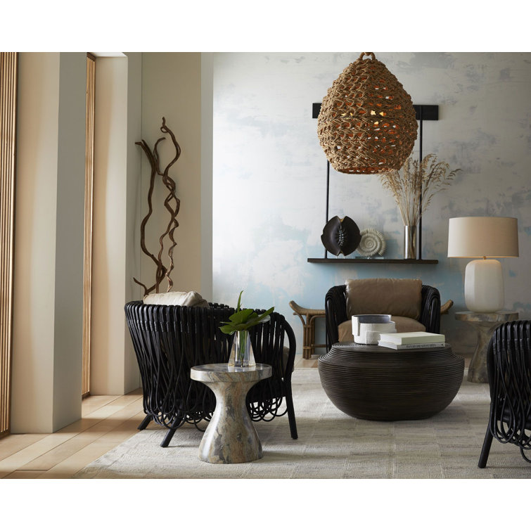 Serafina Round Faux Marble Small Side Table in Multicolor