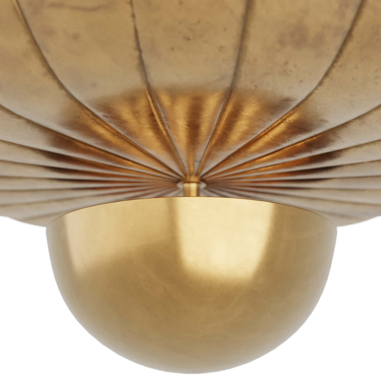 Antique Brass Lily Pad Semi-Flush Mount Ceiling Light