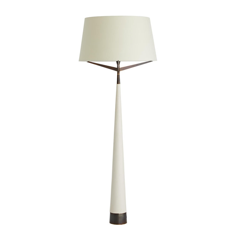 Ivory and White Linen Modern Floor Lamp
