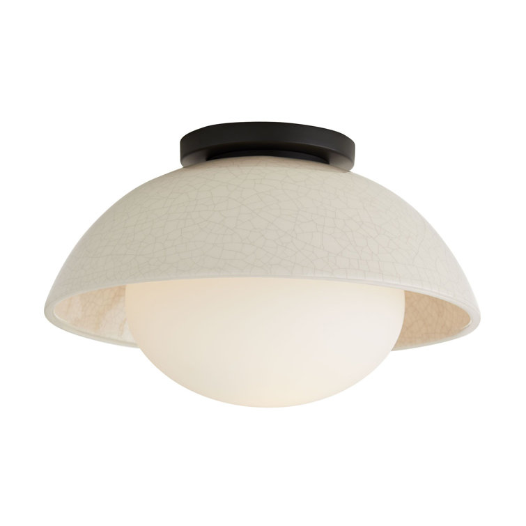 Matte Black and White Glass 12.5'' Flush Mount Ceiling Light