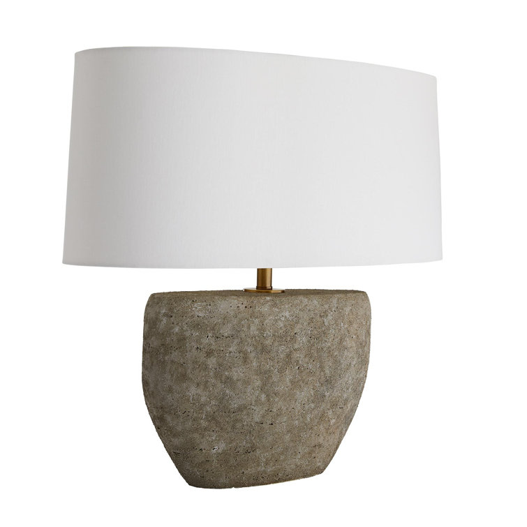 Odessa Fossil Finish Polyresin Table Lamp with White Shade